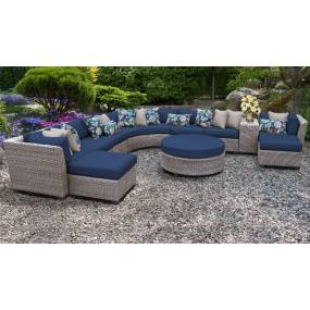 Florence 11 Piece Outdoor Wicker Patio Furniture Set 11c in Navy - TK Classics Florence-11C-Navy