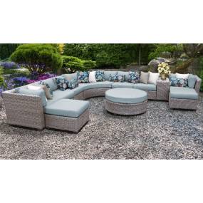 Florence 11 Piece Outdoor Wicker Patio Furniture Set 11c in Spa - TK Classics Florence-11C-Spa