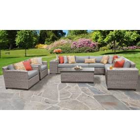 Florence 11 Piece Outdoor Wicker Patio Furniture Set 11d in Grey - TK Classics Florence-11D-Grey