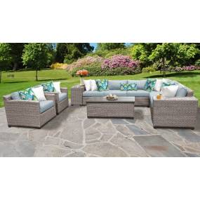 Florence 11 Piece Outdoor Wicker Patio Furniture Set 11d in Spa - TK Classics Florence-11D-Spa