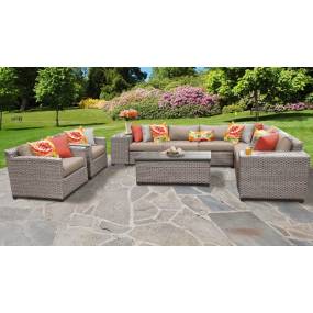 Florence 11 Piece Outdoor Wicker Patio Furniture Set 11d in Wheat - TK Classics Florence-11D-Wheat