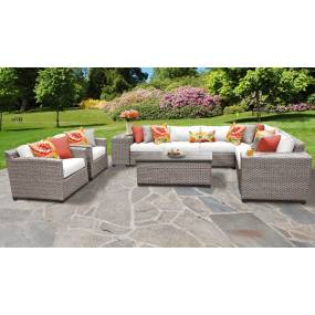 Florence 11 Piece Outdoor Wicker Patio Furniture Set 11d in Sail White - TK Classics Florence-11D-White