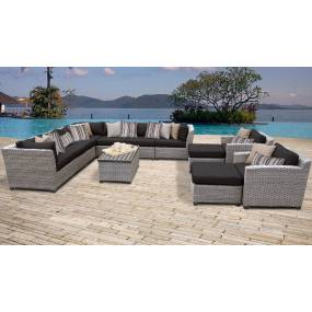 Florence 13 Piece Outdoor Wicker Patio Furniture Set 13a in Black - TK Classics Florence-13A-Black