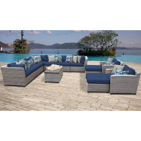 Florence 13 Piece Outdoor Wicker Patio Furniture Set 13a in Navy - TK Classics Florence-13A-Navy