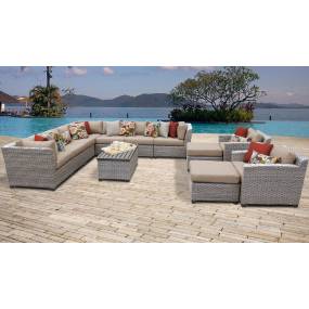 Florence 13 Piece Outdoor Wicker Patio Furniture Set 13a in Wheat - TK Classics Florence-13A-Wheat