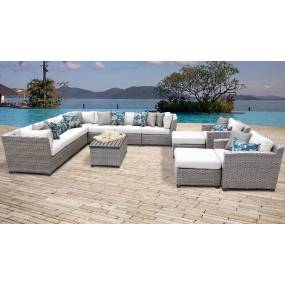 Florence 13 Piece Outdoor Wicker Patio Furniture Set 13a in Sail White - TK Classics Florence-13A-White