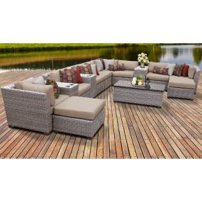 Florence 14 Piece Outdoor Wicker Patio Furniture Set 14a in Wheat - TK Classics Florence-14A-Wheat