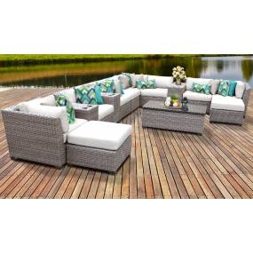 Florence 14 Piece Outdoor Wicker Patio Furniture Set 14a in Sail White - TK Classics Florence-14A-White