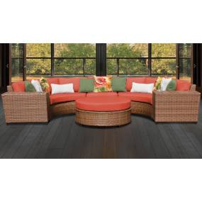 Laguna 6 Piece Outdoor Wicker Patio Furniture Set 06c in Tangerine - TK Classics Laguna-06C-Tangerine