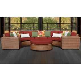 Laguna 6 Piece Outdoor Wicker Patio Furniture Set 06c in Terracotta - TK Classics Laguna-06C-Terracotta