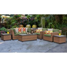Laguna 7 Piece Outdoor Wicker Patio Furniture Set 07d in Cilantro - TK Classics Laguna-07D-Cilantro