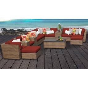 Laguna 14 Piece Outdoor Wicker Patio Furniture Set 14a in Terracotta - TK Classics Laguna-14A-Terracotta
