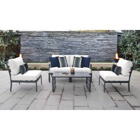 Lexington 5 Piece Outdoor Aluminum Patio Furniture Set 05d in White - TK Classics Lexington-05D-White