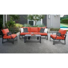 Lexington 6 Piece Outdoor Aluminum Patio Furniture Set 06r in Tangerine - TK Classics Lexington-06R-Tangerine