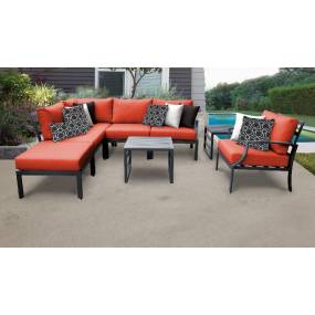 Lexington 8 Piece Outdoor Aluminum Patio Furniture Set 08m in Tangerine - TK Classics Lexington-08M-Tangerine