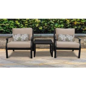 kathy ireland Homes & Gardens Madison Ave. 3 Piece Outdoor Aluminum Patio Furniture Set 03a in Truffle - TK Classics Madison-03A-Ash