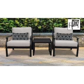 kathy ireland Homes & Gardens Madison Ave. 3 Piece Outdoor Aluminum Patio Furniture Set 03a in Almond - TK Classics Madison-03A-Beige