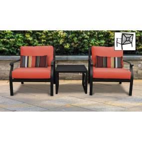 kathy ireland Homes & Gardens Madison Ave. 3 Piece Outdoor Aluminum Patio Furniture Set 03a in Persimmon - TK Classics Madison-03A-Tangerine
