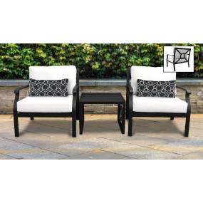 kathy ireland Homes & Gardens Madison Ave. 3 Piece Outdoor Aluminum Patio Furniture Set 03a in Alabaster - TK Classics Madison-03A-White