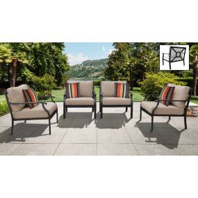 kathy ireland Homes & Gardens Madison Ave. 4 Piece Outdoor Aluminum Patio Furniture Set 04g in Toffee - TK Classics Madison-04G-Wheat