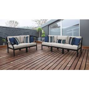 kathy ireland Homes & Gardens Madison Ave. 5 Piece Outdoor Aluminum Patio Furniture Set 05a in Truffle - TK Classics Madison-05A-Ash