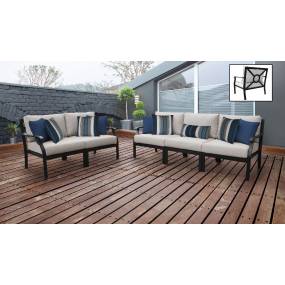 kathy ireland Homes & Gardens Madison Ave. 5 Piece Outdoor Aluminum Patio Furniture Set 05a in Almond - TK Classics Madison-05A-Beige