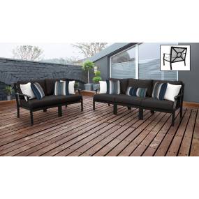 kathy ireland Homes & Gardens Madison Ave. 5 Piece Outdoor Aluminum Patio Furniture Set 05a in Onyx - TK Classics Madison-05A-Black