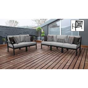 kathy ireland Homes & Gardens Madison Ave. 5 Piece Outdoor Aluminum Patio Furniture Set 05a in Slate - TK Classics Madison-05A-Grey