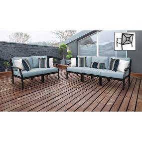 kathy ireland Homes & Gardens Madison Ave. 5 Piece Outdoor Aluminum Patio Furniture Set 05a in Tranquil - TK Classics Madison-05A-Spa