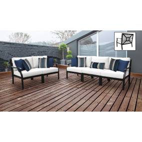 kathy ireland Homes & Gardens Madison Ave. 5 Piece Outdoor Aluminum Patio Furniture Set 05a in Alabaster - TK Classics Madison-05A-White