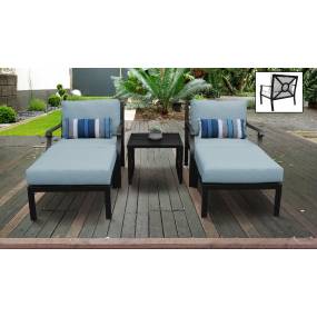 kathy ireland Homes & Gardens Madison Ave. 5 Piece Outdoor Aluminum Patio Furniture Set 05b in Tranquil - TK Classics Madison-05B-Spa