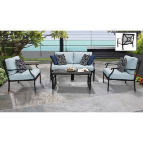 kathy ireland Homes & Gardens Madison Ave. 5 Piece Outdoor Aluminum Patio Furniture Set 05c in Tranquil - TK Classics Madison-05C-Spa