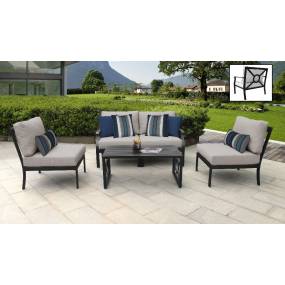 kathy ireland Homes & Gardens Madison Ave. 5 Piece Outdoor Aluminum Patio Furniture Set 05d in Almond - TK Classics Madison-05D-Beige