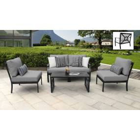 kathy ireland Homes & Gardens Madison Ave. 5 Piece Outdoor Aluminum Patio Furniture Set 05d in Slate - TK Classics Madison-05D-Grey