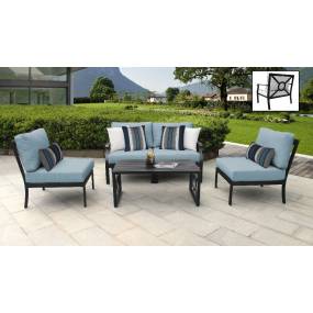 kathy ireland Homes & Gardens Madison Ave. 5 Piece Outdoor Aluminum Patio Furniture Set 05d in Tranquil - TK Classics Madison-05D-Spa