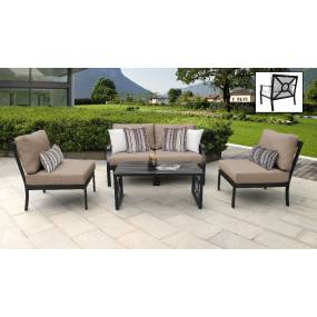 kathy ireland Homes & Gardens Madison Ave. 5 Piece Outdoor Aluminum Patio Furniture Set 05d in Toffee - TK Classics Madison-05D-Wheat