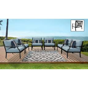 kathy ireland Homes & Gardens Madison Ave. 6 Piece Outdoor Aluminum Patio Furniture Set 06w in Tranquil - TK Classics Madison-06W-Spa