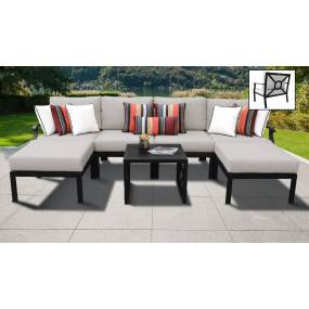 kathy ireland Homes & Gardens Madison Ave. 7 Piece Outdoor Aluminum Patio Furniture Set 07a in Almond - TK Classics Madison-07A-Beige