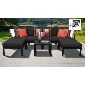 kathy ireland Homes & Gardens Madison Ave. 7 Piece Outdoor Aluminum Patio Furniture Set 07a in Onyx - TK Classics Madison-07A-Black