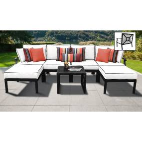 kathy ireland Homes & Gardens Madison Ave. 7 Piece Outdoor Aluminum Patio Furniture Set 07a in Snow - TK Classics Madison-07A