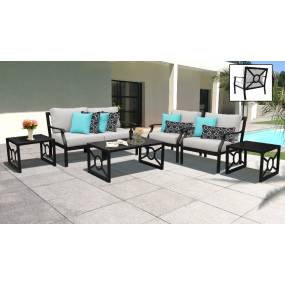 kathy ireland Homes & Gardens Madison Ave. 7 Piece Outdoor Aluminum Patio Furniture Set 07d in Almond - TK Classics Madison-07D-Beige