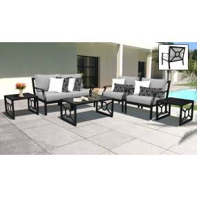 kathy ireland Homes & Gardens Madison Ave. 7 Piece Outdoor Aluminum Patio Furniture Set 07d in Slate - TK Classics Madison-07D-Grey