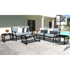 kathy ireland Homes & Gardens Madison Ave. 7 Piece Outdoor Aluminum Patio Furniture Set 07d in Tranquil - TK Classics Madison-07D-Spa
