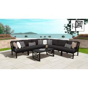 kathy ireland Homes & Gardens Madison Ave. 8 Piece Outdoor Aluminum Patio Furniture Set 08a in Onyx - TK Classics Madison-08A-Black