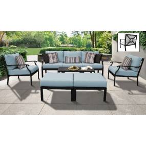 kathy ireland Homes & Gardens Madison Ave. 8 Piece Outdoor Aluminum Patio Furniture Set 08c in Tranquil - TK Classics Madison-08C-Spa