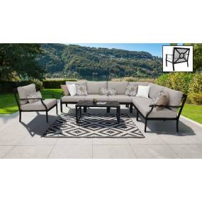 kathy ireland Homes & Gardens Madison Ave. 8 Piece Outdoor Aluminum Patio Furniture Set 08d in Almond - TK Classics Madison-08D-Beige