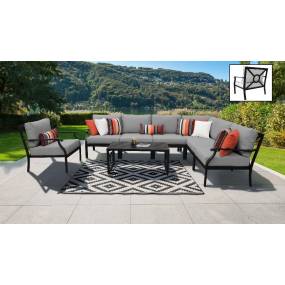 kathy ireland Homes & Gardens Madison Ave. 8 Piece Outdoor Aluminum Patio Furniture Set 08d in Slate - TK Classics Madison-08D-Grey