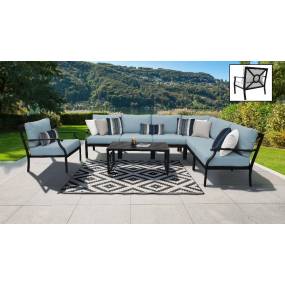 kathy ireland Homes & Gardens Madison Ave. 8 Piece Outdoor Aluminum Patio Furniture Set 08d in Tranquil - TK Classics Madison-08D-Spa