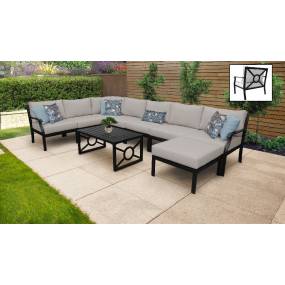 kathy ireland Homes & Gardens Madison Ave. 9 Piece Outdoor Aluminum Patio Furniture Set 09d in Almond - TK Classics Madison-09D-Beige