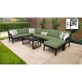 kathy ireland Homes & Gardens Madison Ave. 9 Piece Outdoor Aluminum Patio Furniture Set 09d in Forest - TK Classics Madison-09D-Cilantro